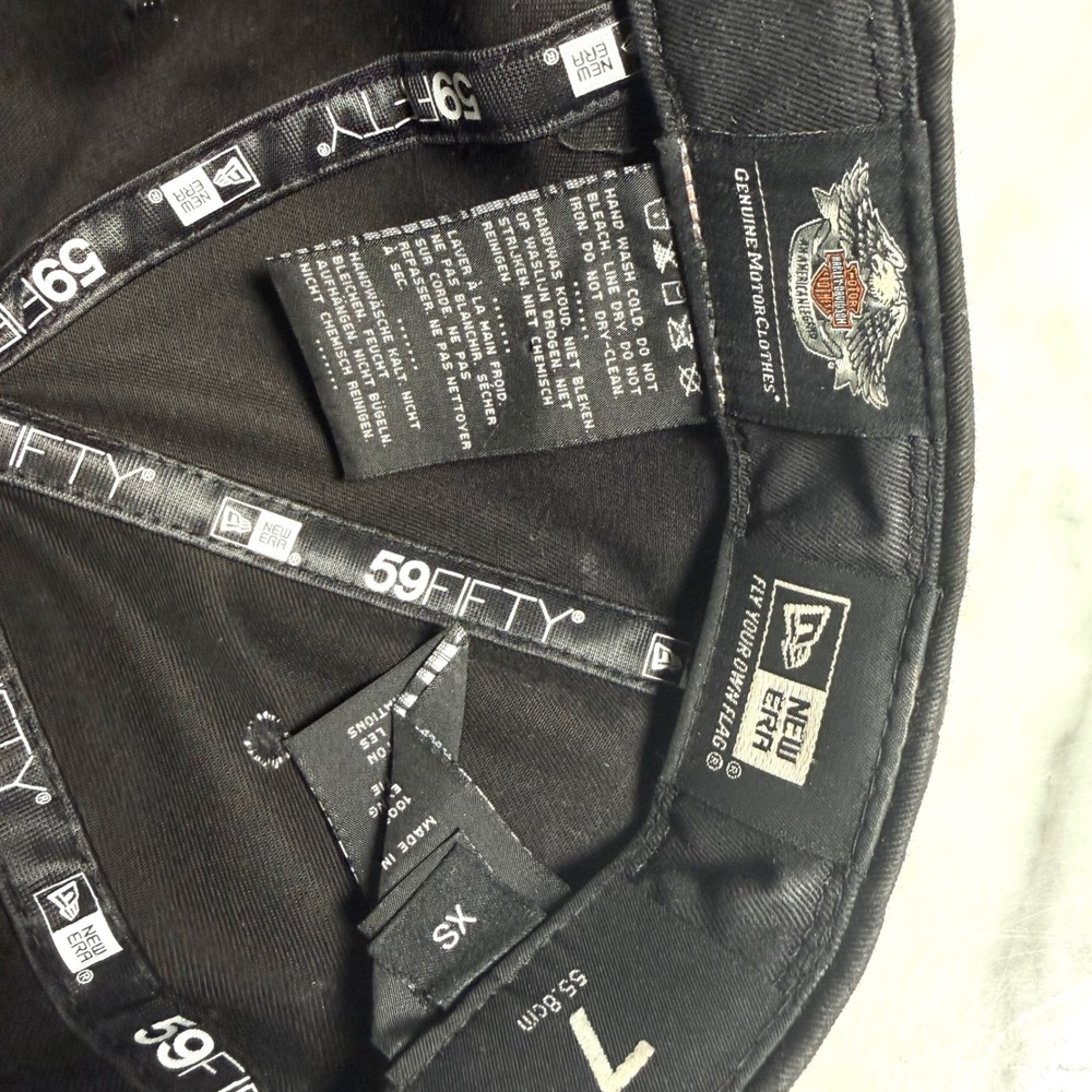Harley-Davidson New Era 59FIFTY Fitted Hat Black Willie G Skull Cap Sz 7 Men XS - Picture 9 of 11